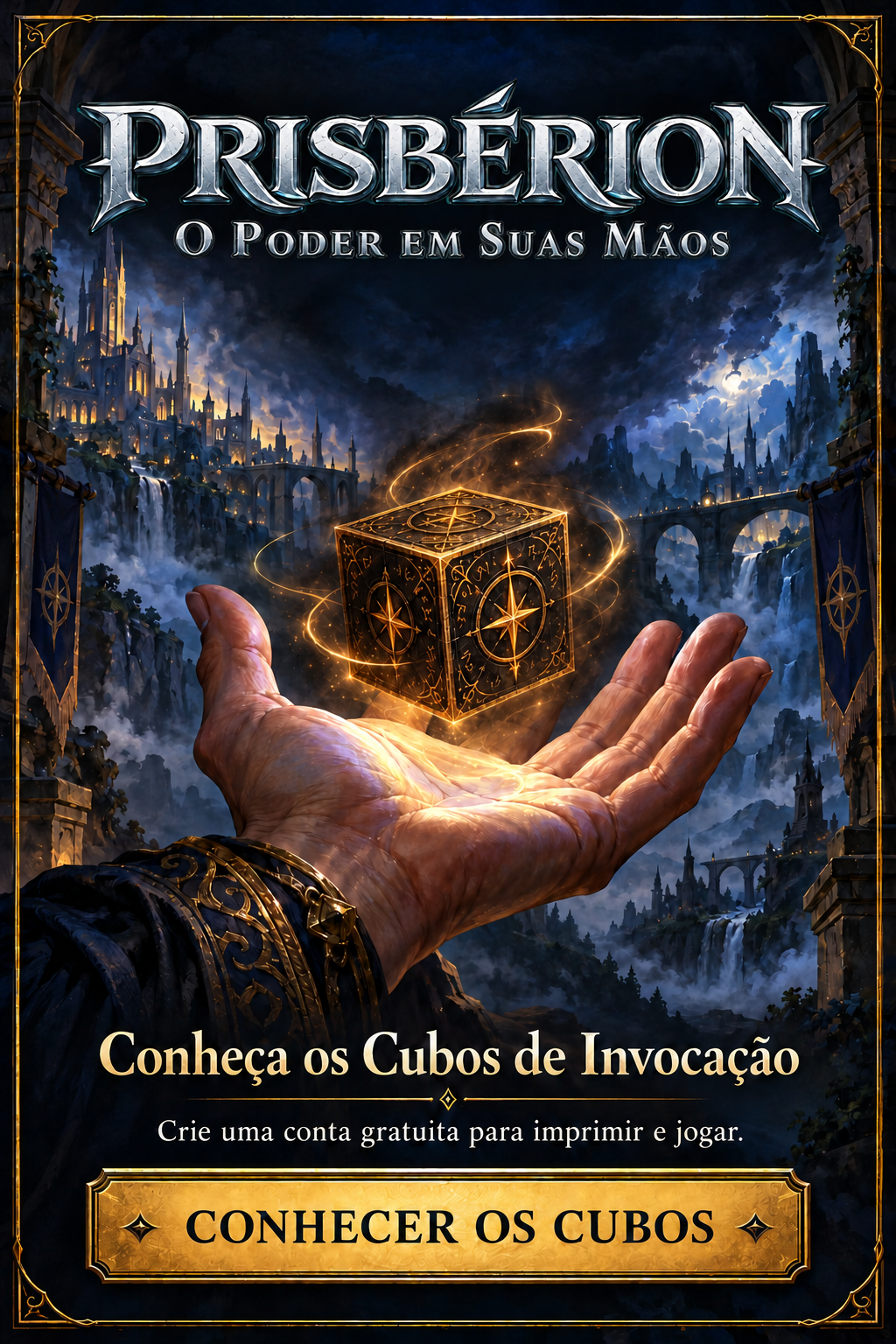 Prisbérion — O Poder em Suas Mãos. Conheça os Cubos de Invocação e crie uma conta gratuita para imprimir e jogar.
